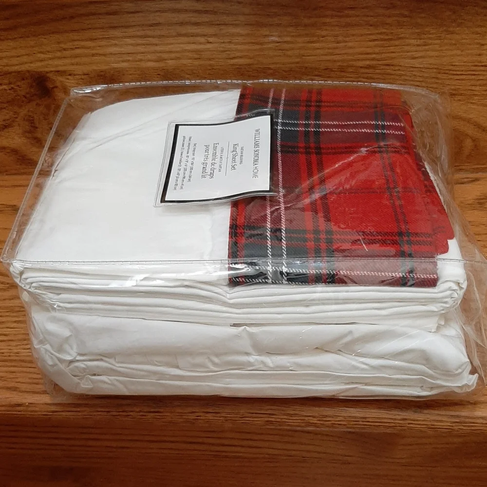*Williams Sonoma Tartan King Sheet Set